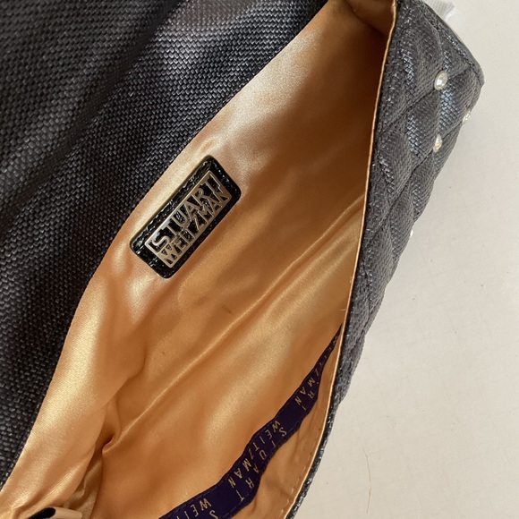 Stuart Weitzman RARE woven Leather Rhinestone Clutch - Picture 10 of 16